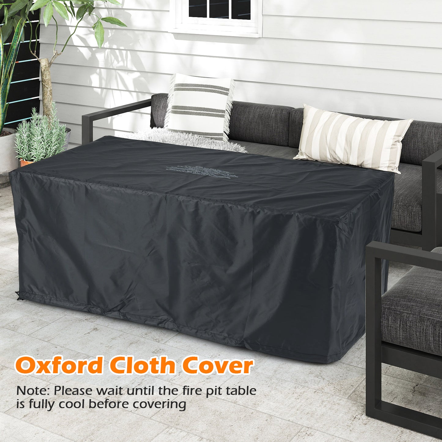 51 Inch Propane Fire Pit Table with Removable Lid, Brown Fire Pit Tables at Gallery Canada