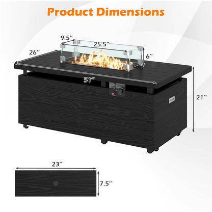 51 Inch Propane Fire Pit Table with Removable Lid, Black Fire Pit Tables at Gallery Canada