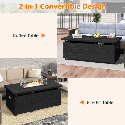 51 Inch Propane Fire Pit Table with Removable Lid, Black Fire Pit Tables at Gallery Canada