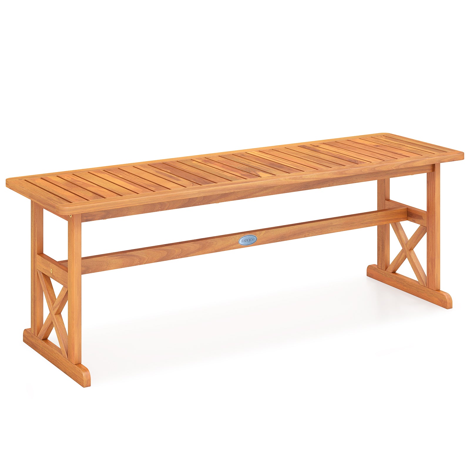 51 Inches Outdoor Acacia Wood Bench with Slatted Seat and 800 lbs Weight Capacity-1 Piece Outdoor Benches at Gallery Canada