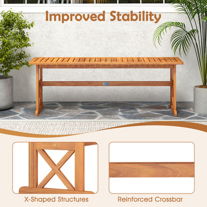 51 Inches Outdoor Acacia Wood Bench with Slatted Seat and 800 lbs Weight Capacity-1 Piece Outdoor Benches at Gallery Canada