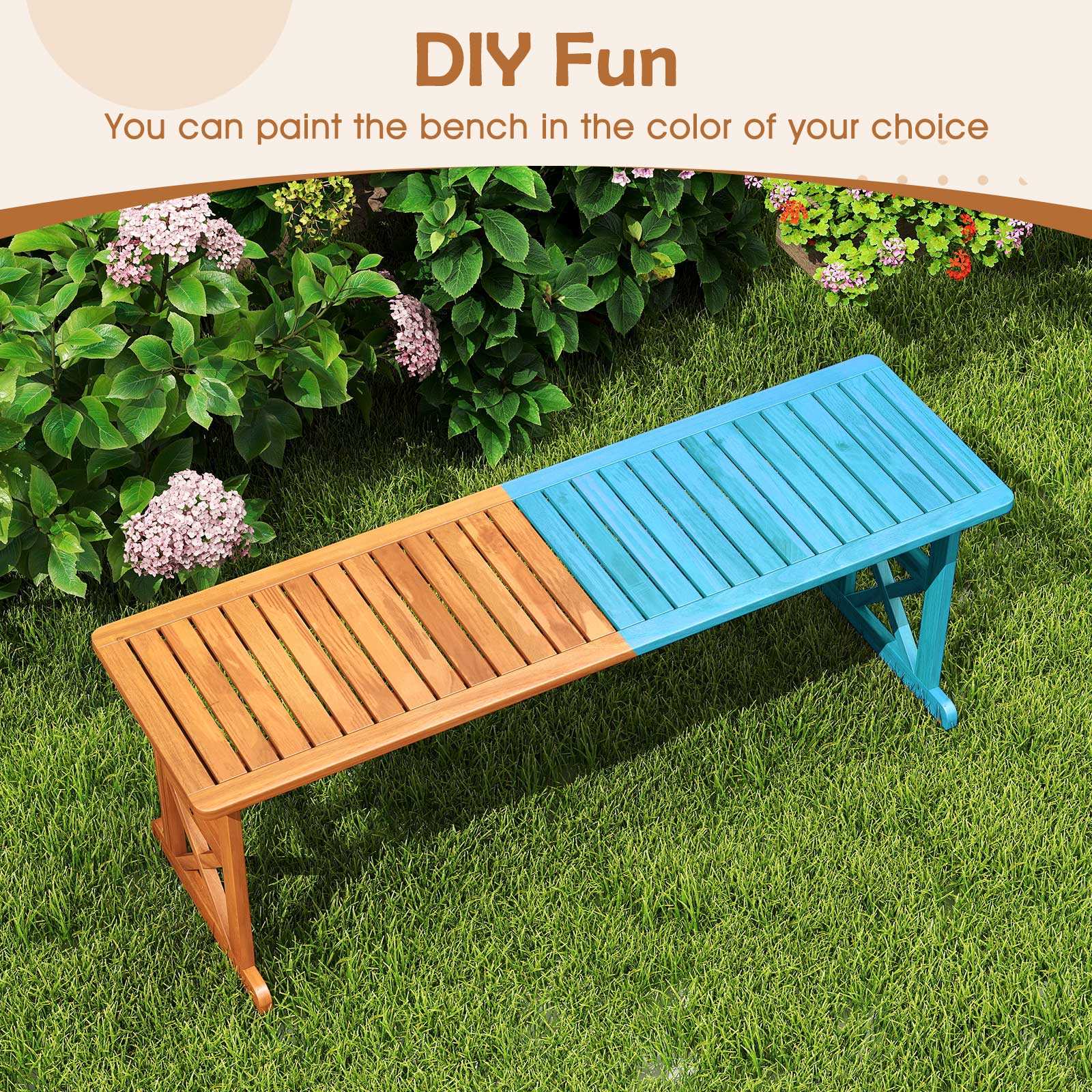 51 Inches Outdoor Acacia Wood Bench with Slatted Seat and 800 lbs Weight Capacity-2 Pieces Outdoor Benches at Gallery Canada