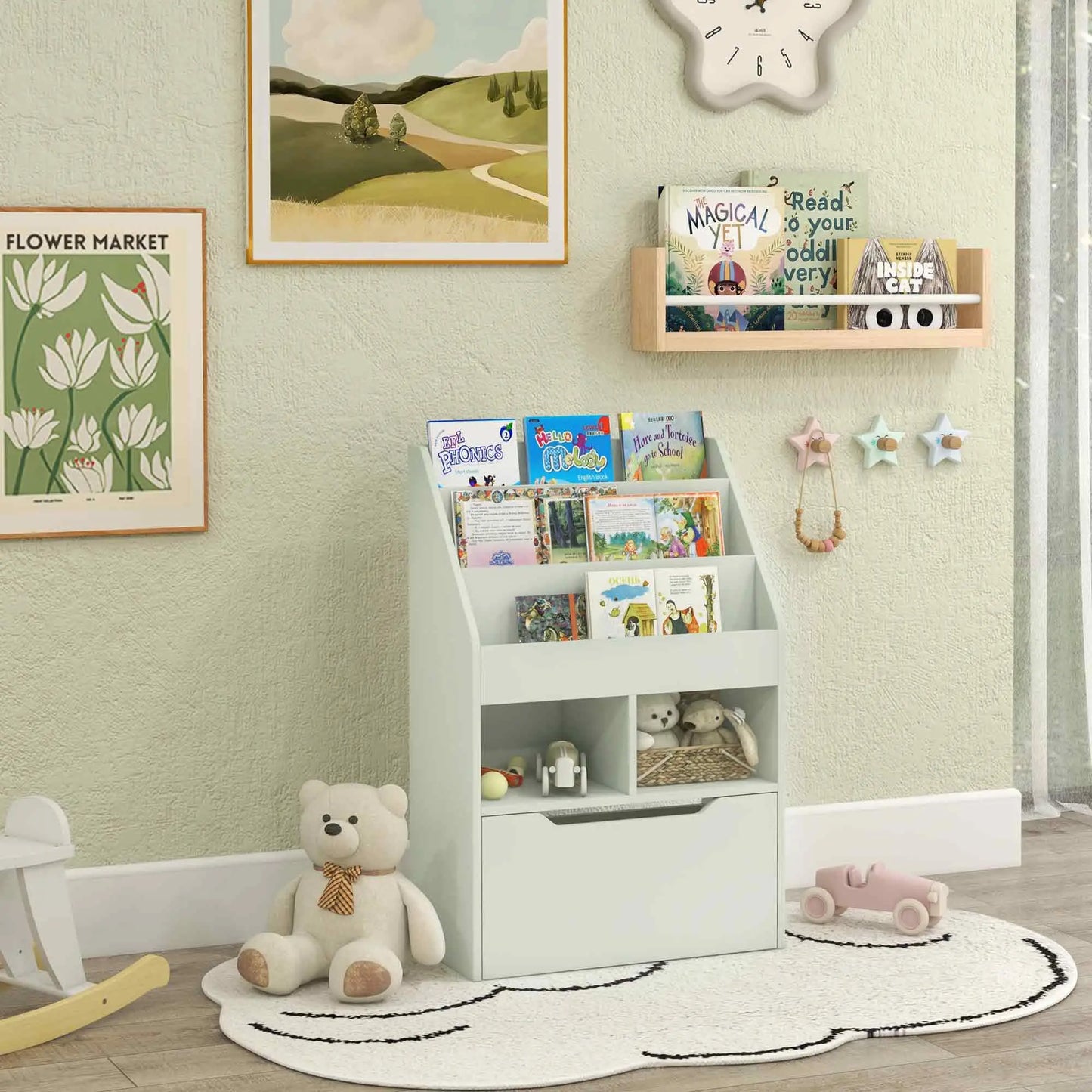 Kids Bookcase with Storage Drawer, for Classroom, Bedroom, Green Baby & Kids Storage at Gallery Canada