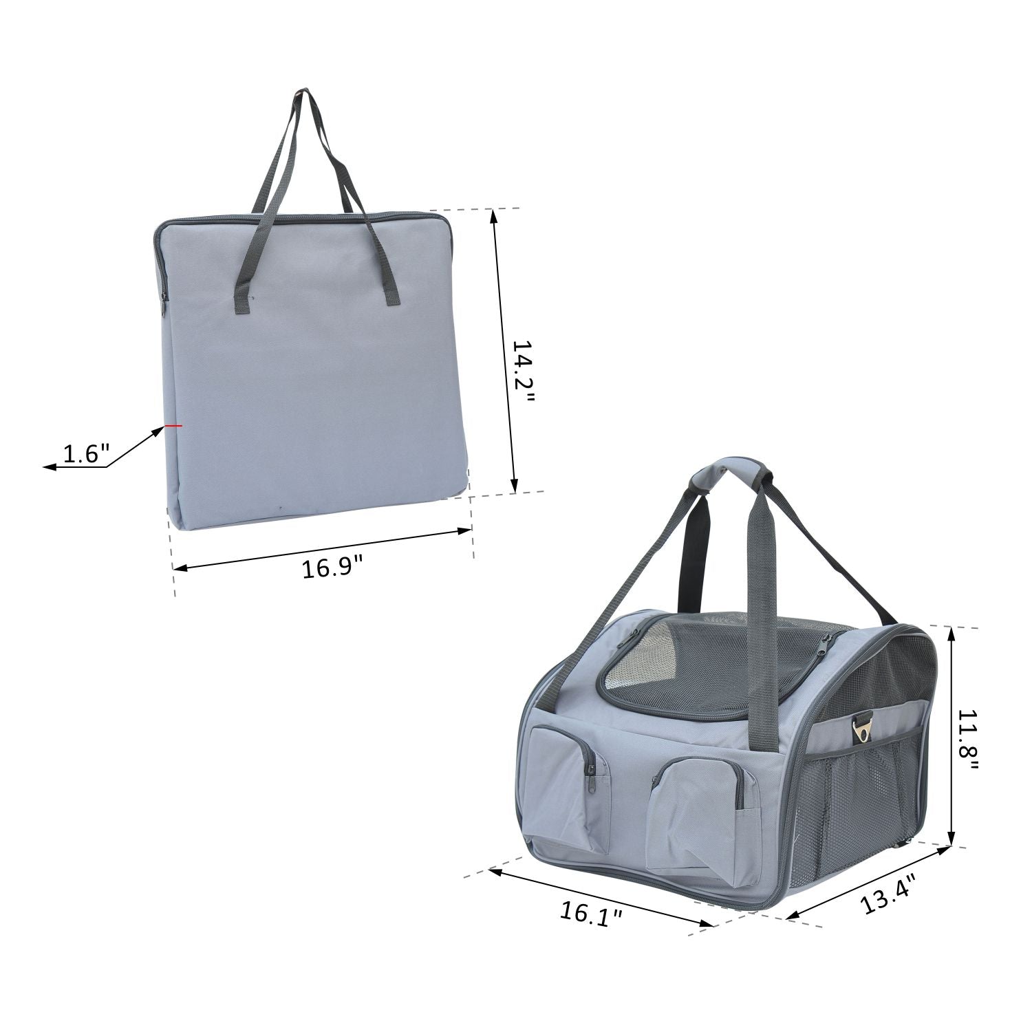 3in1 Pet Car Booster Seat Dog Carrier Travel Bag Gray at Gallery Canada