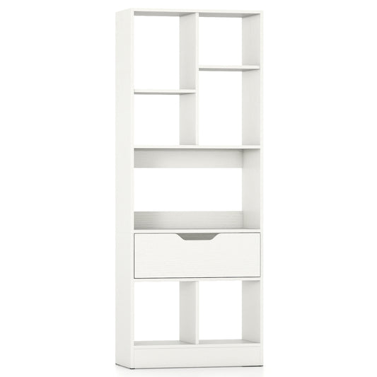 51inch Tall Freestanding Bookcase with Drawer 7-Cube Storage Organizer, White Bookcases White at Gallery Canada