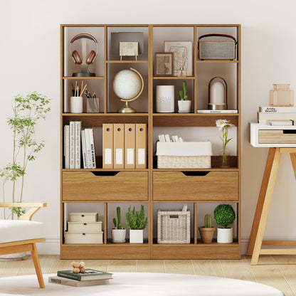 51inch Tall Freestanding Bookcase with Drawer 7-Cube Storage Organizer, Natural Bookcases at Gallery Canada