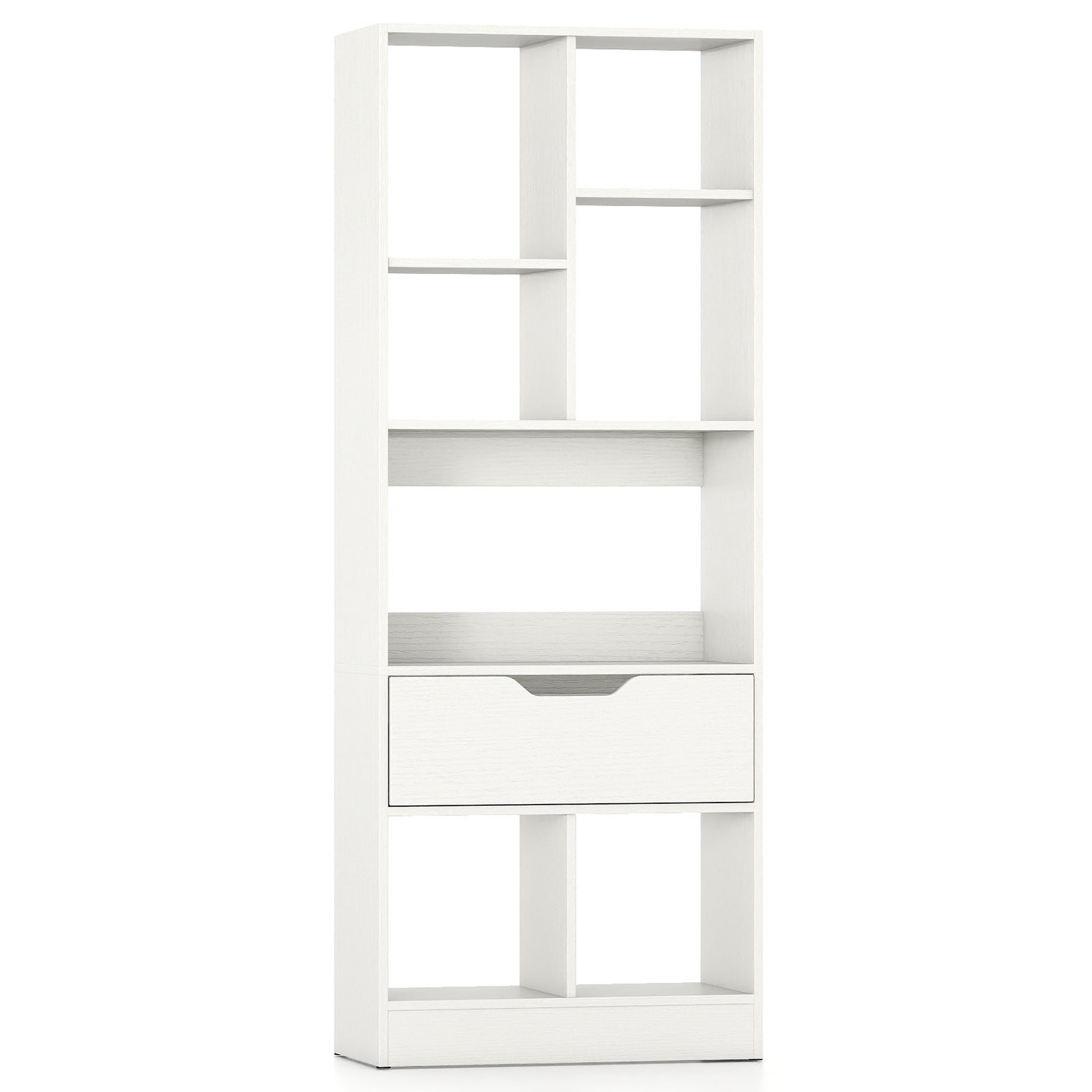 51inch Tall Freestanding Bookcase with Drawer 7-Cube Storage Organizer, White Bookcases at Gallery Canada