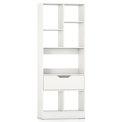 51inch Tall Freestanding Bookcase with Drawer 7-Cube Storage Organizer, White Bookcases at Gallery Canada