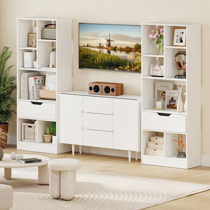 51inch Tall Freestanding Bookcase with Drawer 7-Cube Storage Organizer, White Bookcases at Gallery Canada