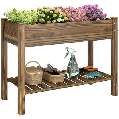 Elevated Planter Box With Legs, Storage Shelf, Raised Garden Bed, Carbonized Elevated Garden Beds at Gallery Canada