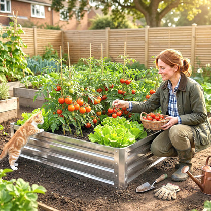 4' x 4' x 1' Galvanized Steel Raised Garden Bed, Vegetables, Flowers, Herbs, Silver Raised Garden Beds at Gallery Canada
