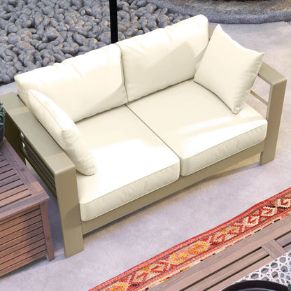 Outdoor Loveseat, Garden Sofa with Cushions, 54.3"x27.6"x24.6", Cream White Patio Chairs at Gallery Canada