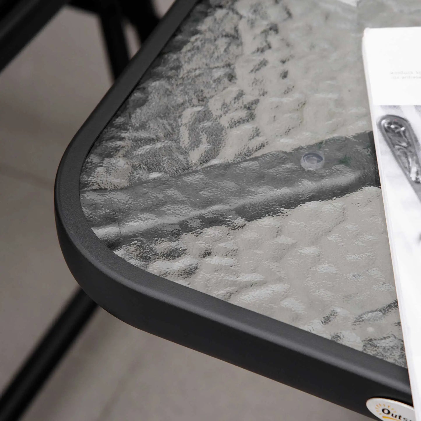 3 Piece Patio Glider Set, Breathable Mesh Seat, Glass Top Table, Black Outdoor Gliders at Gallery Canada