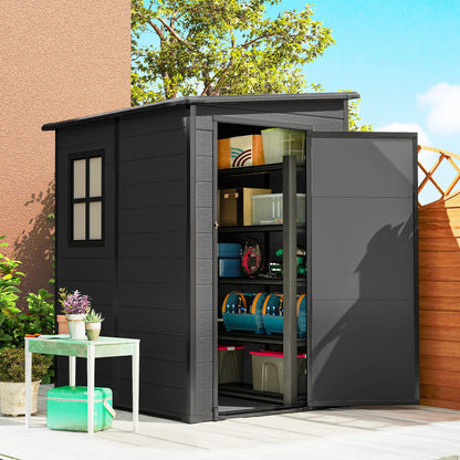 4'x5' Dark Grey Garden Storage Shed, Lockable Tool House, Dark Grey Sheds at Gallery Canada