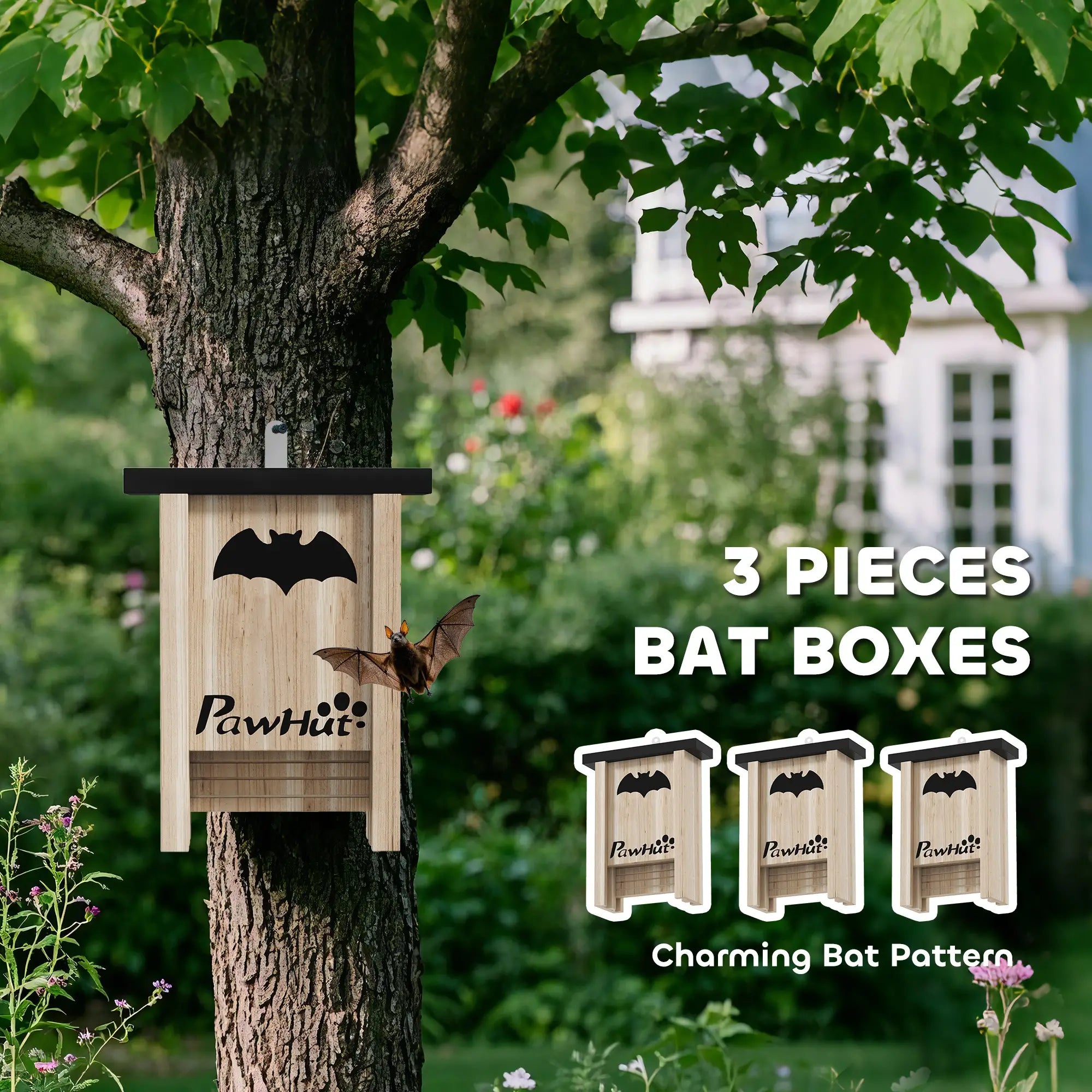 Wooden Bat Boxes, 18 x 6 x 22.5 cm, Attract Bats, Easy Hang Houses & Habitats at Gallery Canada
