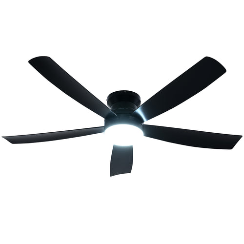 52 Inch Ceiling Fan With Lights, Remote Control, 6 Speeds, Black
