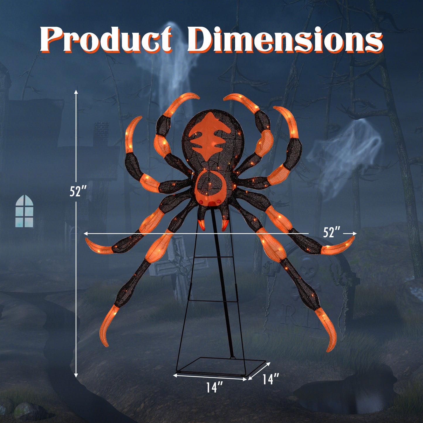 52 Inch Halloween Spider Decoration with 16 Flickering Warm White LEDs Halloween at Gallery Canada