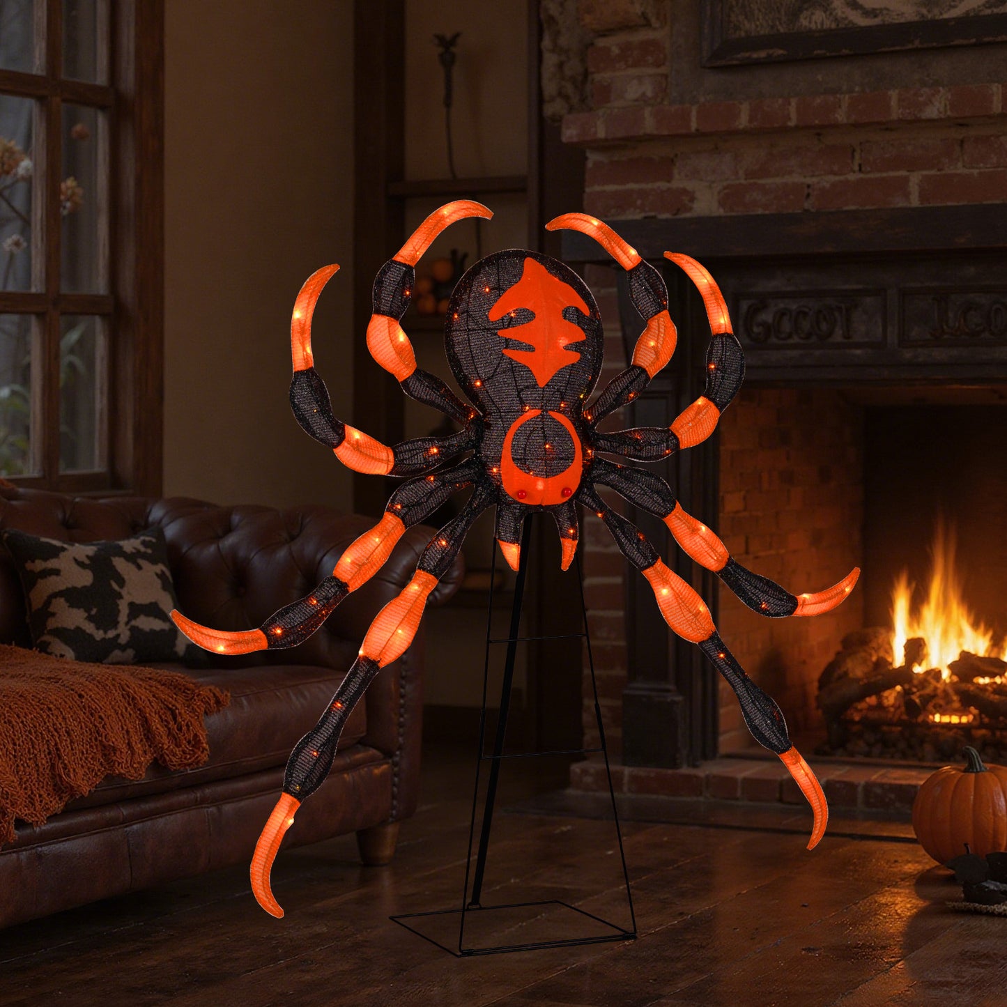52 Inch Halloween Spider Decoration with 16 Flickering Warm White LEDs Halloween at Gallery Canada
