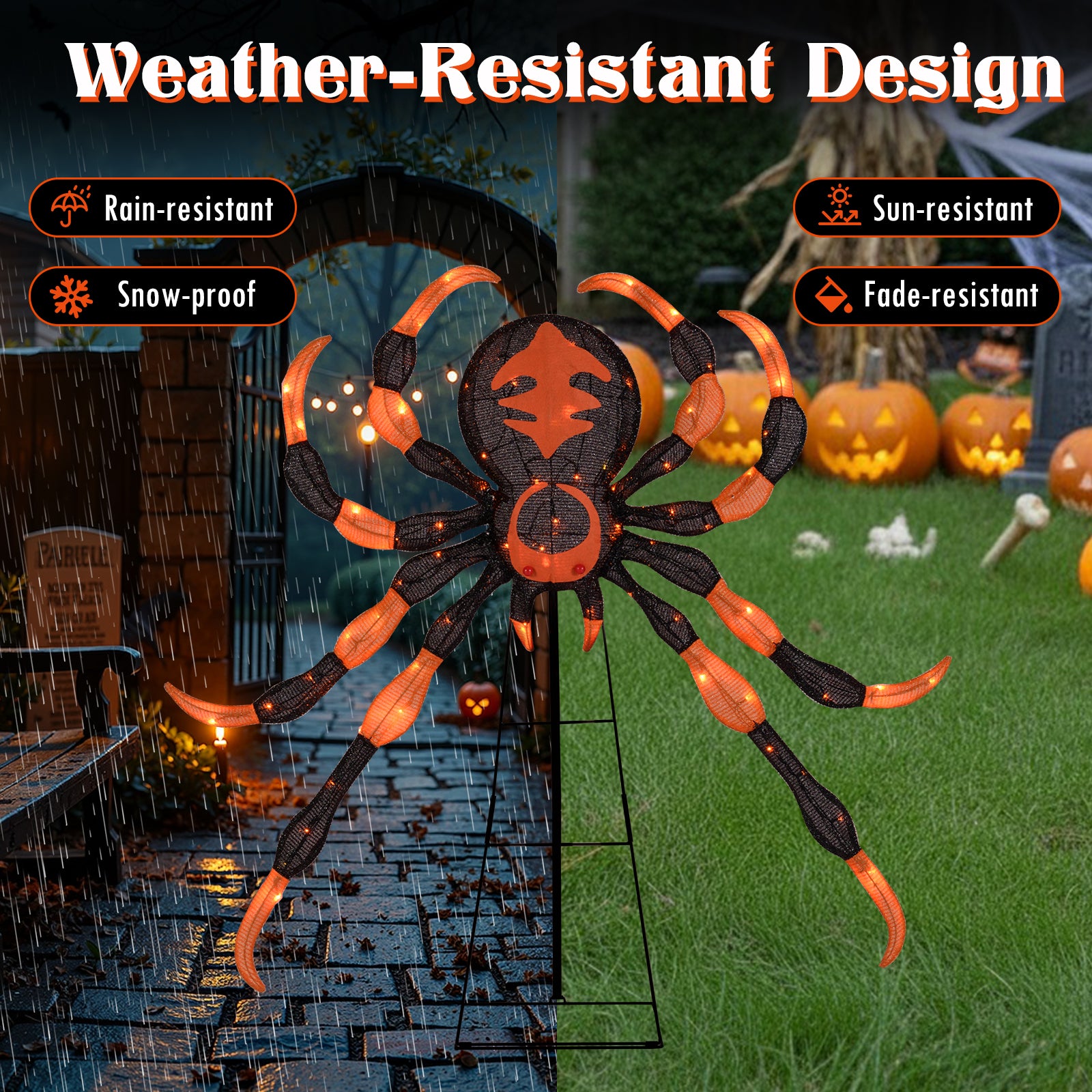 52 Inch Halloween Spider Decoration with 16 Flickering Warm White LEDs Halloween at Gallery Canada