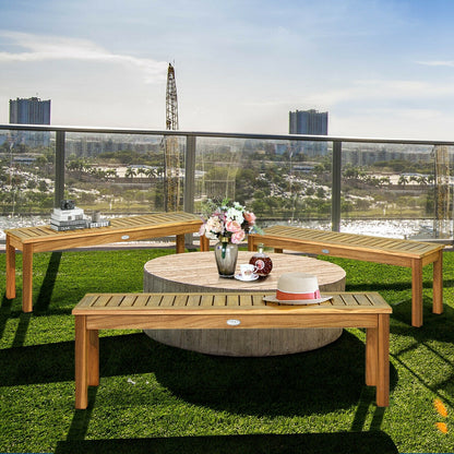 52 Inch Acacia Wood Outdoor Dining Bench, Brown Outdoor Benches at Gallery Canada
