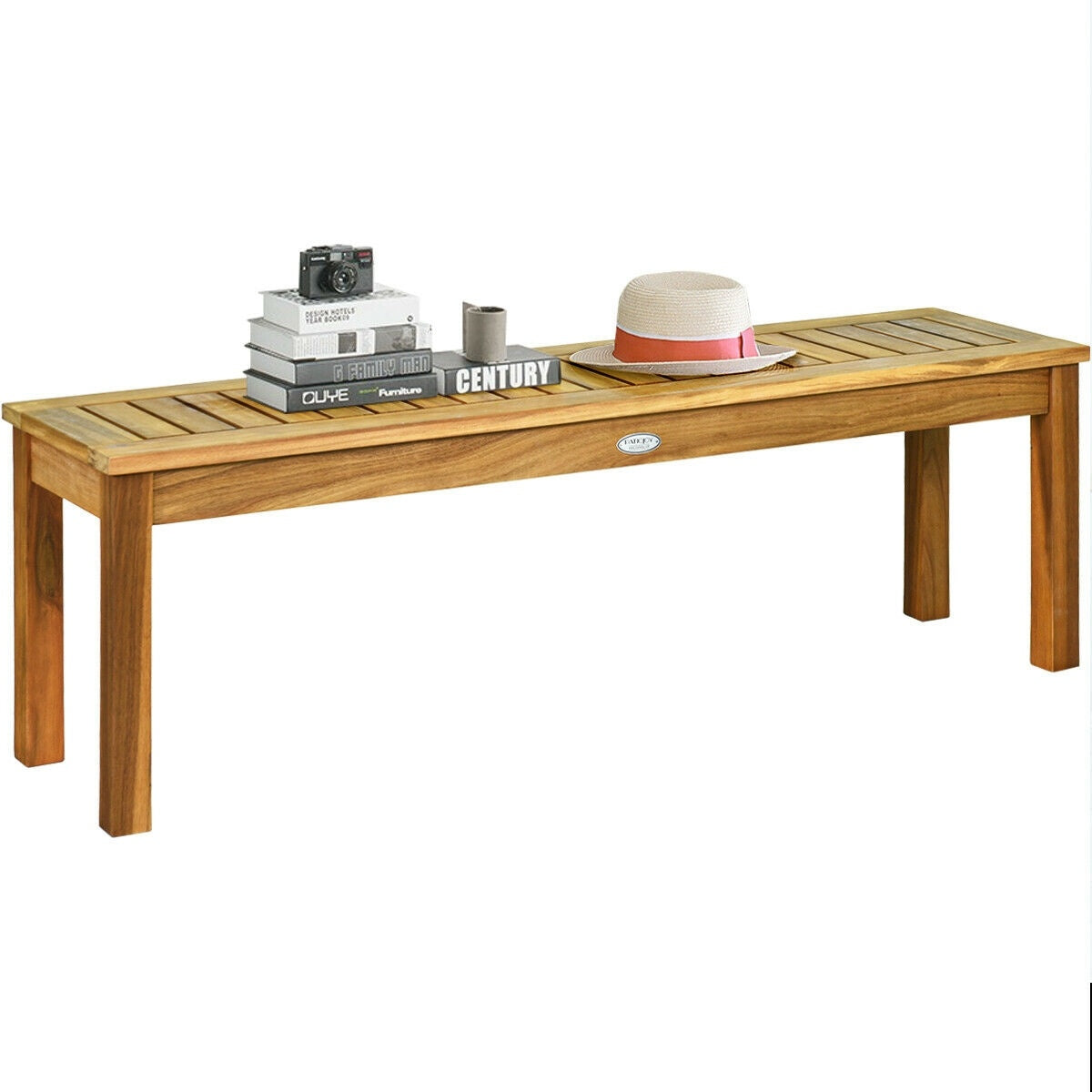 52 Inch Acacia Wood Outdoor Dining Bench, Brown Outdoor Benches at Gallery Canada