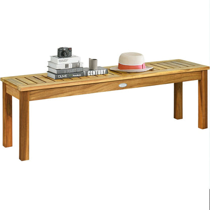 52 Inch Acacia Wood Outdoor Dining Bench, Brown Outdoor Benches at Gallery Canada