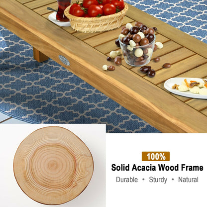 52 Inch Acacia Wood Outdoor Dining Bench, Brown Outdoor Benches at Gallery Canada