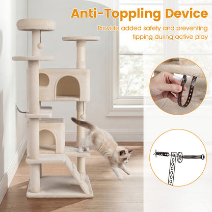 52 Inch Tall Cat Tree Tower, Indoor Cats, Beige Cat Trees Condos & Scratchers at Gallery Canada