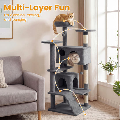 52 Inch Cat Tree Tower For Indoor Cats, Light Gray Cat Trees Condos & Scratchers at Gallery Canada