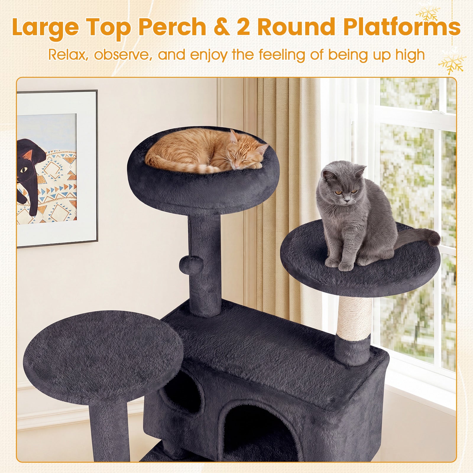 52 Inch Cat Tree Tower For Indoor Cats, Dark Gray Cat Trees Condos & Scratchers at Gallery Canada