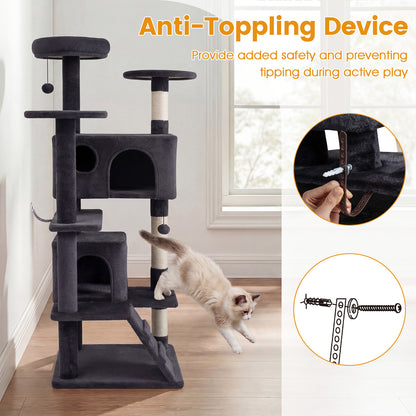 52 Inch Cat Tree Tower For Indoor Cats, Dark Gray Cat Trees Condos & Scratchers at Gallery Canada
