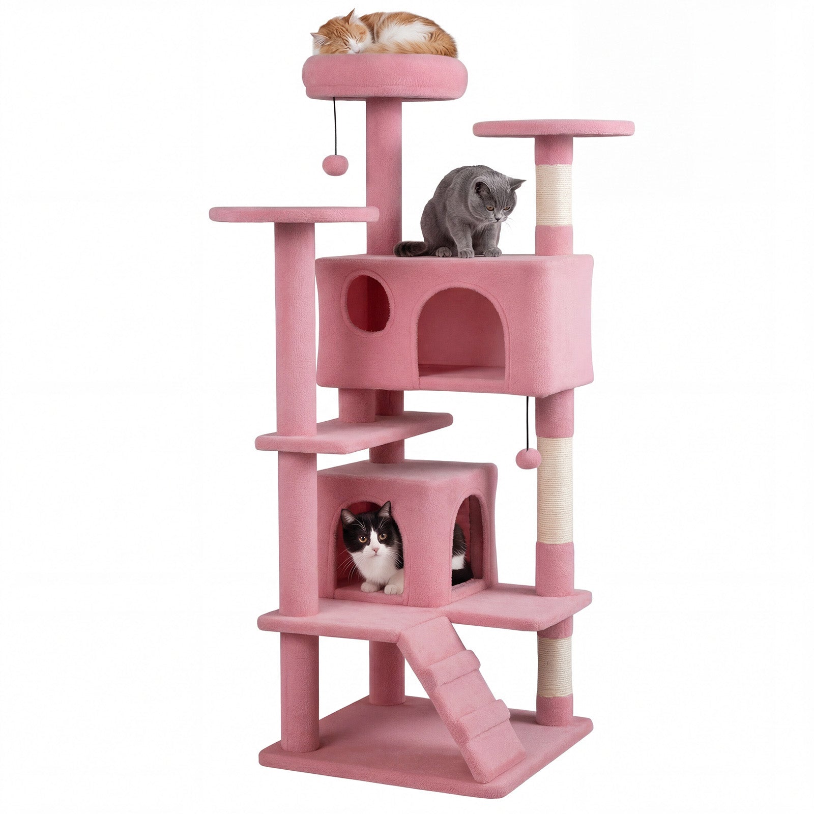 52 Inch Cat Tree Tower For Indoor Cats, Pink Cat Trees Condos & Scratchers at Gallery Canada