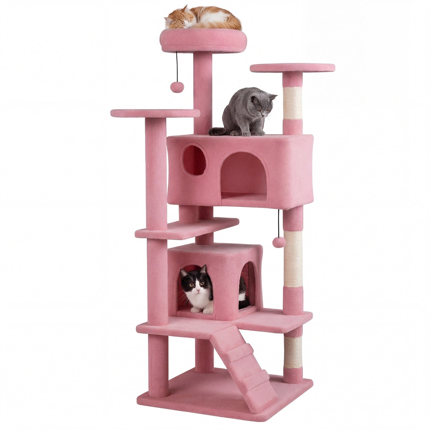 52 Inch Cat Tree Tower For Indoor Cats, Pink Cat Trees Condos & Scratchers at Gallery Canada