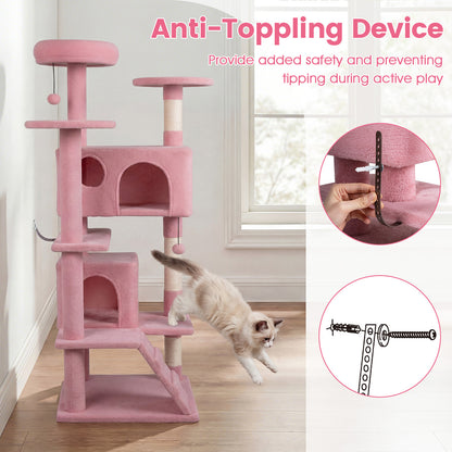 52 Inch Cat Tree Tower For Indoor Cats, Pink Cat Trees Condos & Scratchers at Gallery Canada