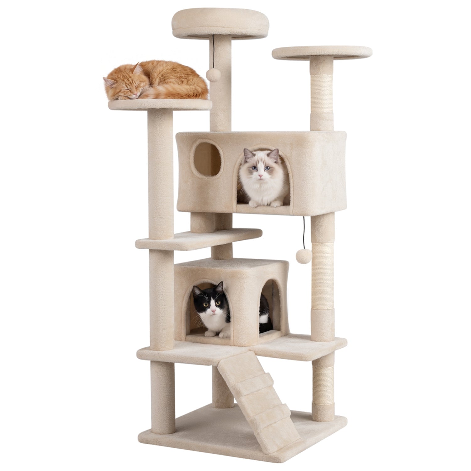 52 Inch Tall Cat Tree Tower, Indoor Cats, Beige Cat Trees Condos & Scratchers at Gallery Canada