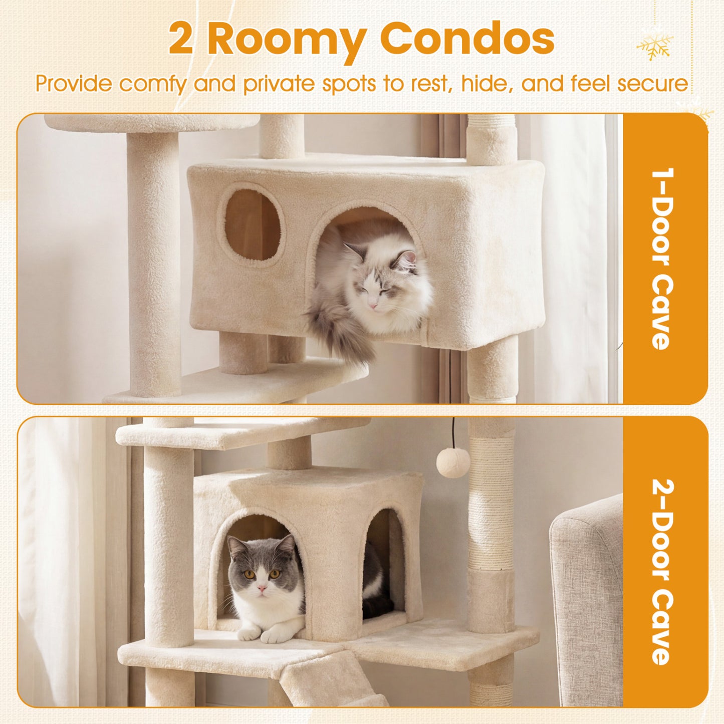 52 Inch Tall Cat Tree Tower, Indoor Cats, Beige Cat Trees Condos & Scratchers at Gallery Canada