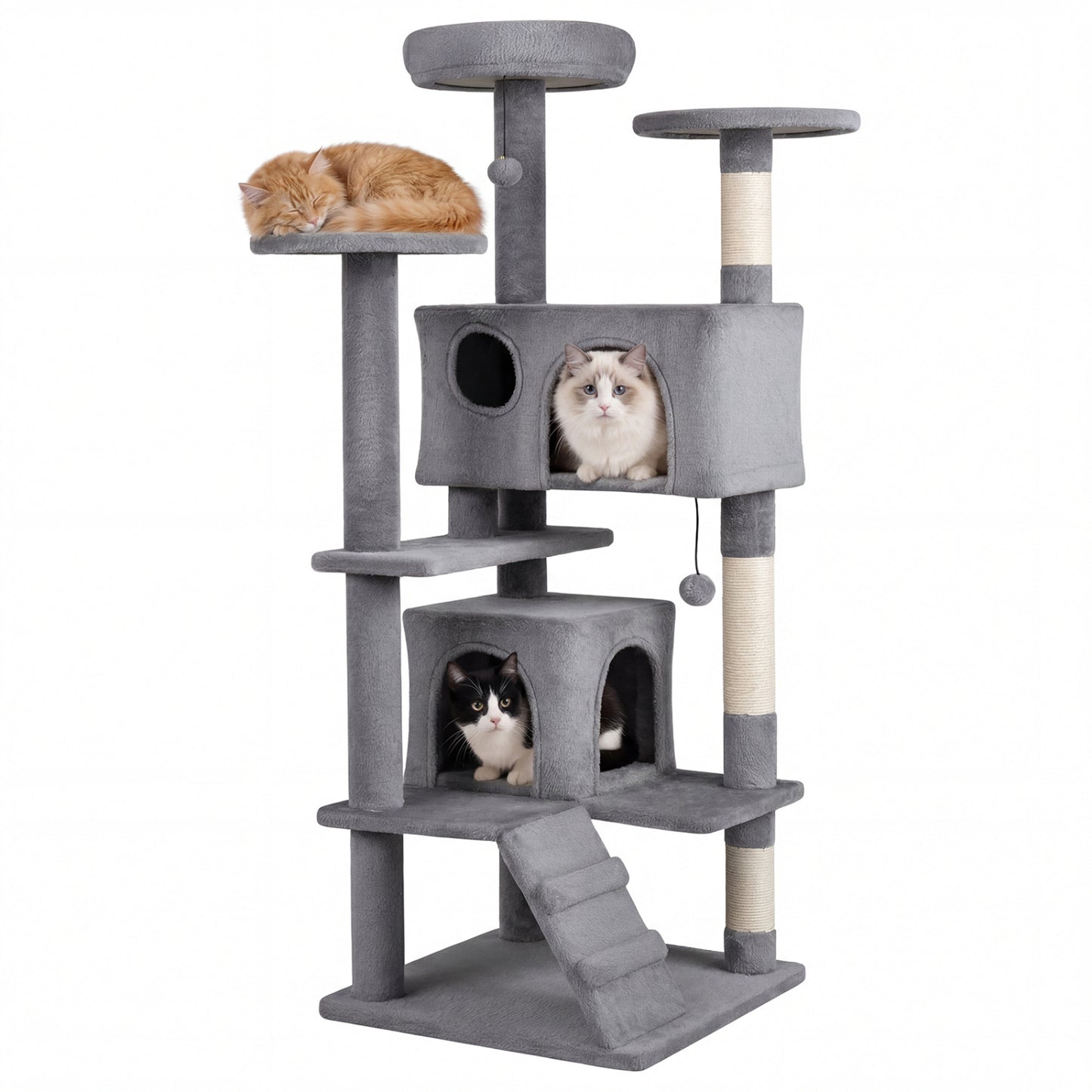 52 Inch Cat Tree Tower For Indoor Cats, Light Gray Cat Trees Condos & Scratchers Light Gray at Gallery Canada