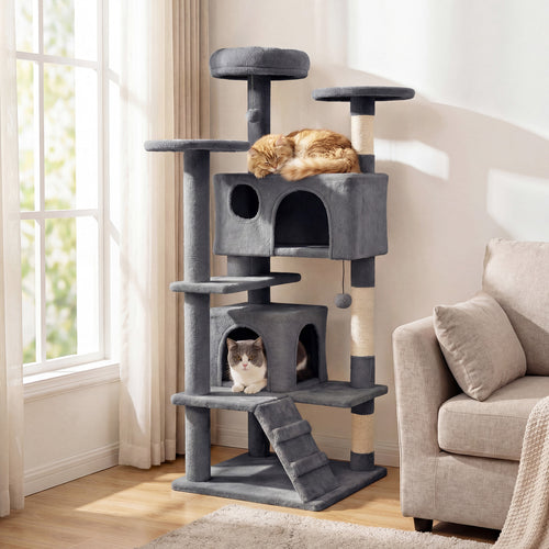 52 Inch Cat Tree Tower For Indoor Cats, Light Gray