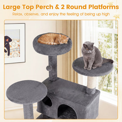 52 Inch Cat Tree Tower For Indoor Cats, Light Gray Cat Trees Condos & Scratchers at Gallery Canada