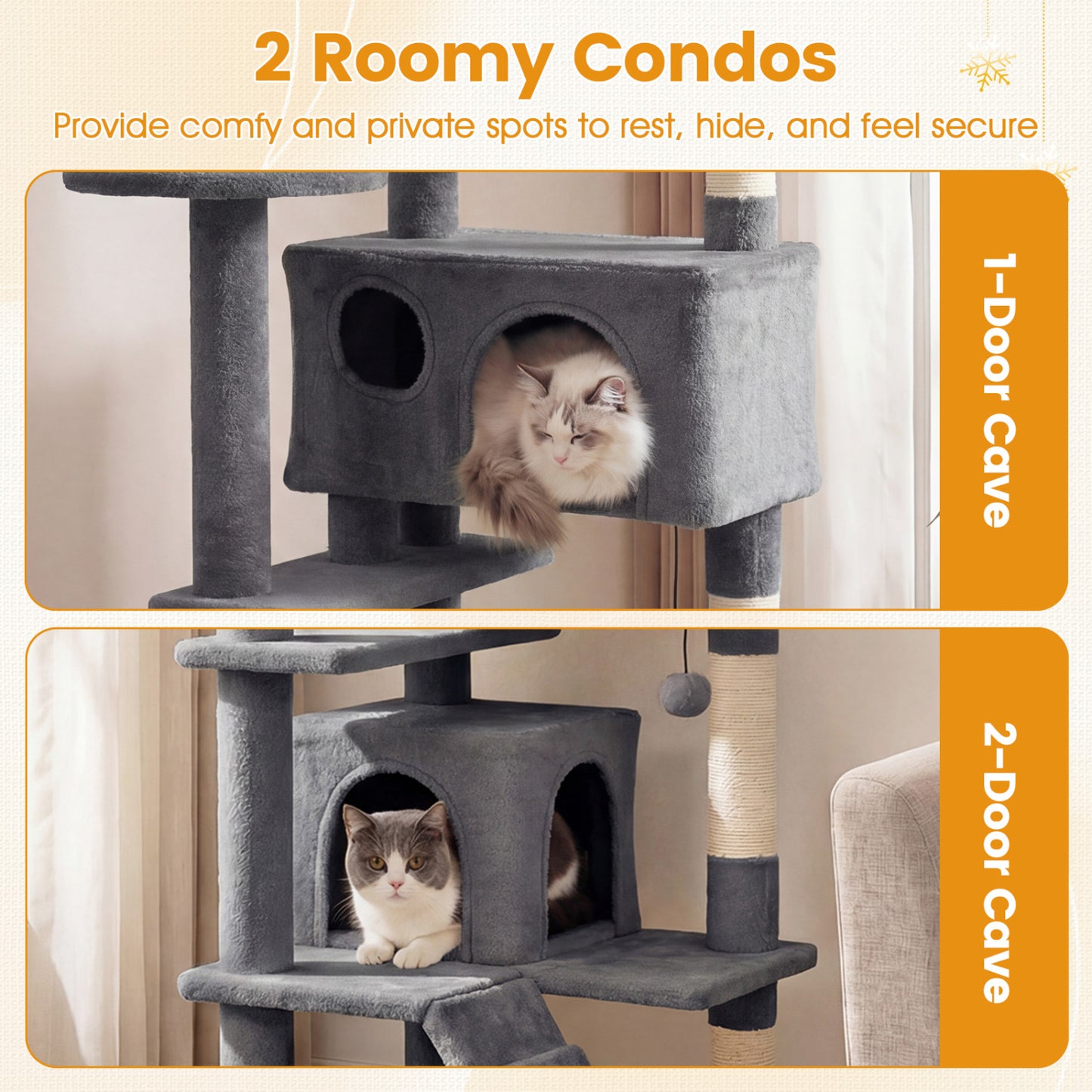 52 Inch Cat Tree Tower For Indoor Cats, Light Gray Cat Trees Condos & Scratchers at Gallery Canada