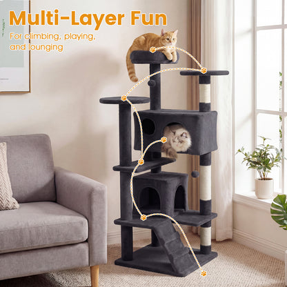 52 Inch Cat Tree Tower For Indoor Cats, Dark Gray Cat Trees Condos & Scratchers at Gallery Canada
