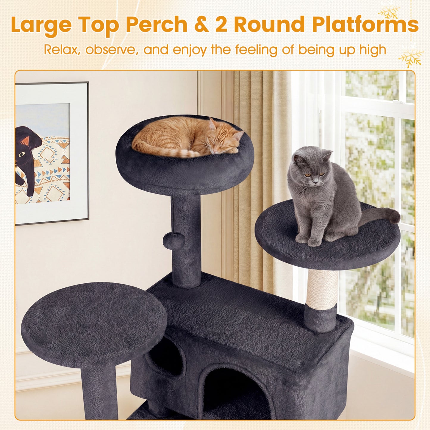 52 Inch Cat Tree Tower For Indoor Cats, Dark Gray Cat Trees Condos & Scratchers at Gallery Canada