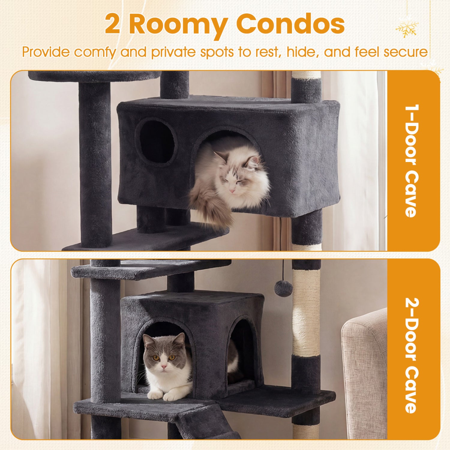 52 Inch Cat Tree Tower For Indoor Cats, Dark Gray Cat Trees Condos & Scratchers at Gallery Canada