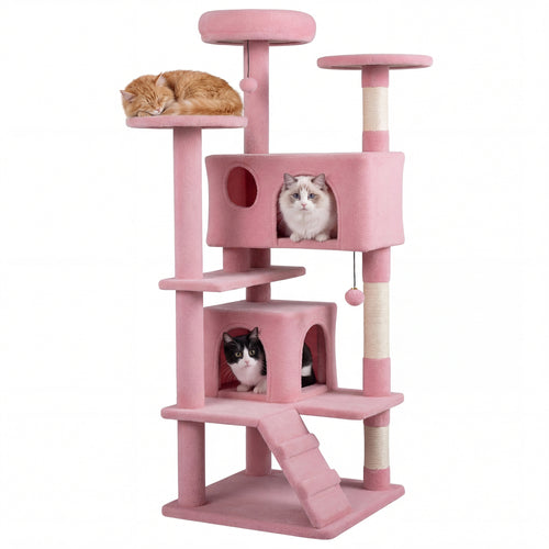 52 Inch Cat Tree Tower For Indoor Cats, Pink