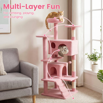 52 Inch Cat Tree Tower For Indoor Cats, Pink Cat Trees Condos & Scratchers at Gallery Canada