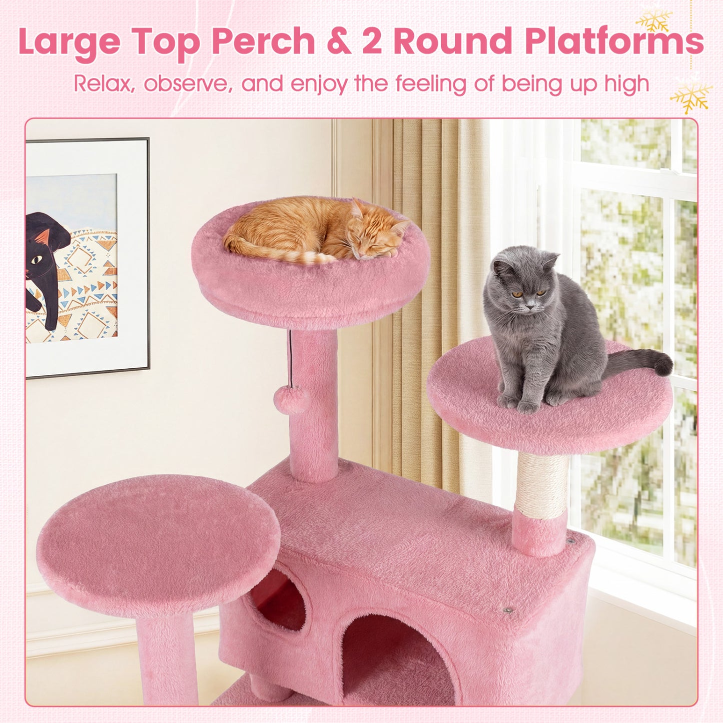 52 Inch Cat Tree Tower For Indoor Cats, Pink Cat Trees Condos & Scratchers at Gallery Canada