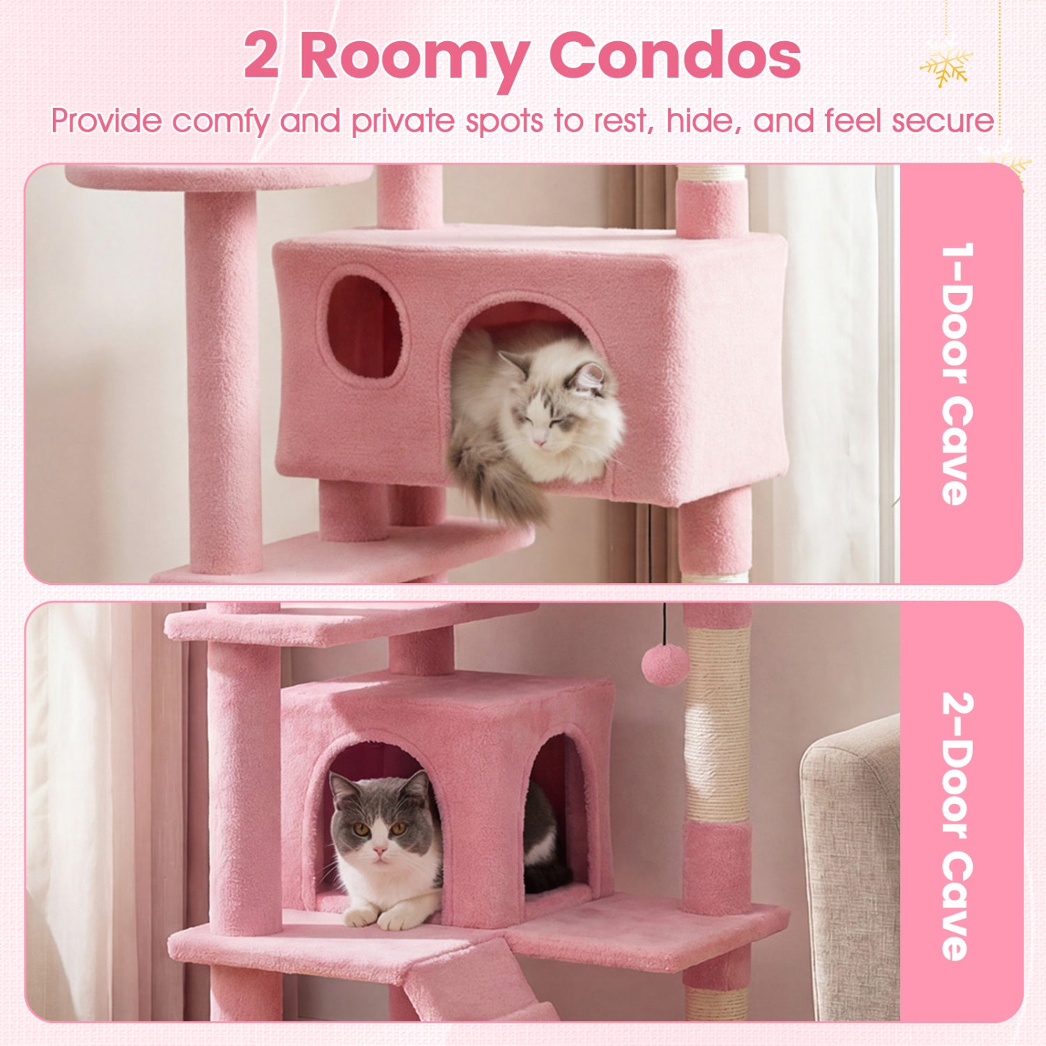 52 Inch Cat Tree Tower For Indoor Cats, Pink Cat Trees Condos & Scratchers at Gallery Canada