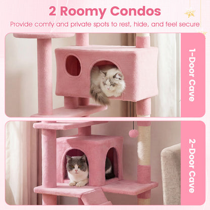 52 Inch Cat Tree Tower For Indoor Cats, Pink Cat Trees Condos & Scratchers at Gallery Canada