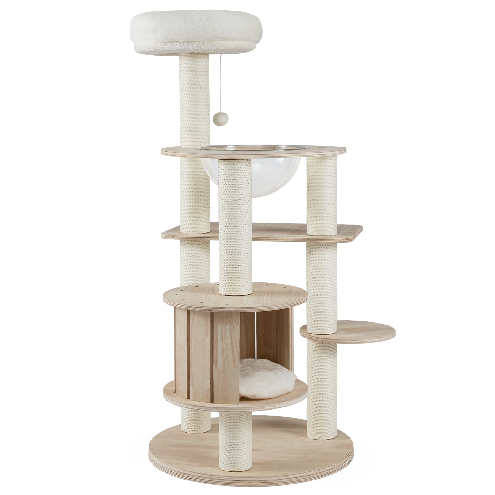 52 Inches Tall Wooden Cat Tree with Washable Plush Cushions and Multi-Level Climbing Stand Cat Trees Condos & Scratchers at Gallery Canada