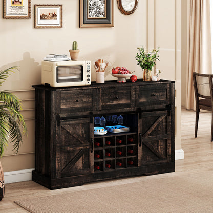 52" Wine Bar Cabinet with LED Lights, Oak Sideboards Cabinets & Buffets at Gallery Canada